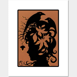 Autumn Spirit Silhouette - Black Outline Version Posters and Art